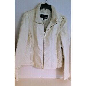 Motto White Faux Leather Jacket XL Triple Star